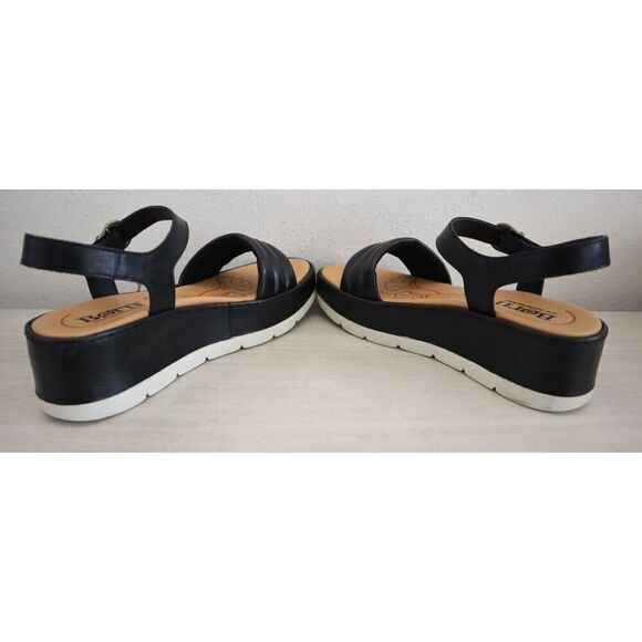 Børn Women's Sz 10M Black Faro Leather Ankle Strap Platform Sandals - Picture 8 of 10